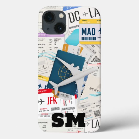 Monogramm Boarding Pass, Flugzeug Ticket Collage,  Case-Mate iPhone Hülle (Rückseite)