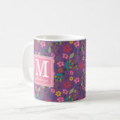Monogramm Bohemische farbige Blume Kaffeetasse (Vorderseite Links)