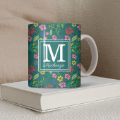Monogramm Bohemische farbige Blume Kaffeetasse