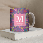 Monogramm Bohemische farbige Blume Kaffeetasse