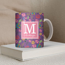 Monogramm Bohemische farbige Blume Kaffeetasse