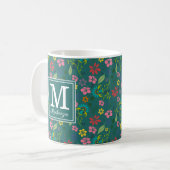 Monogramm Bohemische farbige Blume Kaffeetasse (Vorderseite Links)