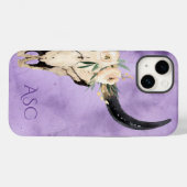 Monogramm Boho Bläserschädel im Lila Hintergrund Case-Mate iPhone Hülle (Rückseite (Horizontal))
