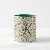 Monogramm Boho Blätter Botanisch Braun Grün Beige Tasse (Zentrum)