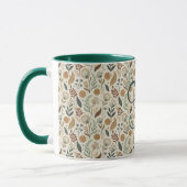 Monogramm Boho Blätter Botanisch Braun Grün Beige Tasse (Links)