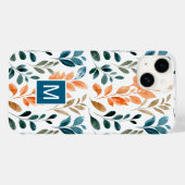 Monogramm Boho-Blume Case-Mate iPhone Hülle (Rückseite (Horizontal))