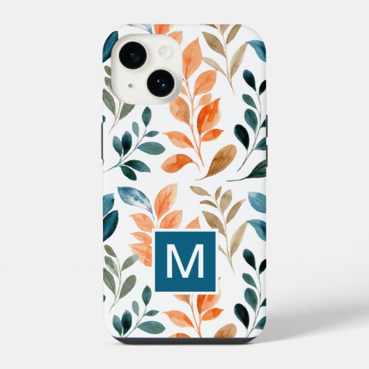Monogramm Boho-Blume iPhone Hülle (Rückseite)