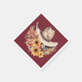 Monogramm Boho-Blumen Western-Hochzeit Serviette (Ecke)