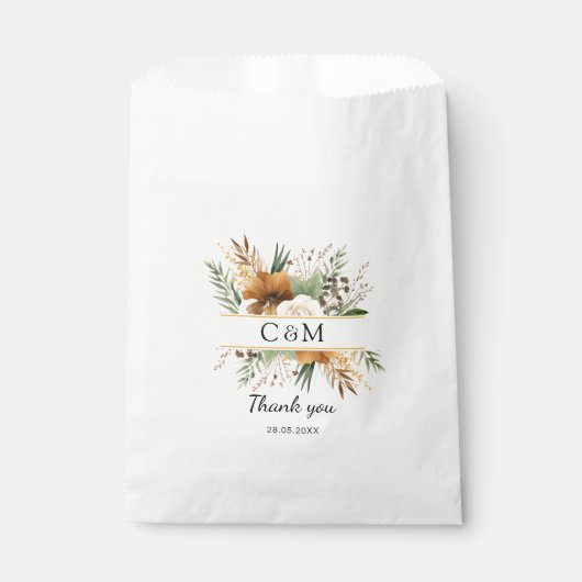 Monogramm, Boho, elegante Blume Geschenktütchen (Vorderseite)