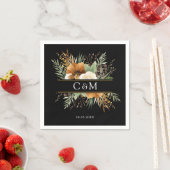 Monogramm, Boho, elegante Blume Serviette (Beispiel)
