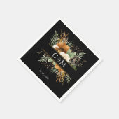 Monogramm, Boho, elegante Blume Serviette (Ecke)