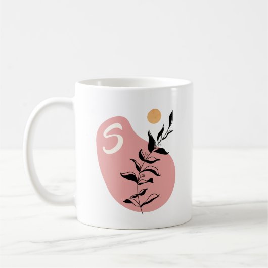 Monogramm Boho Eukalyptus mit Sun Kaffeetasse (Links)