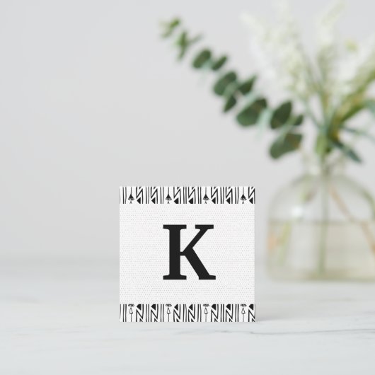 Monogramm | Boho Pattern Quadratische Visitenkarte (Stehend Vorderseite)