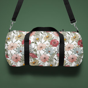 Monogramm Boho Wildblumen Blumenmuster Duffle Bag