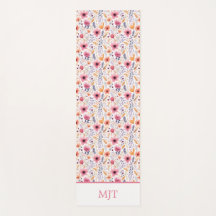 Monogramm Boho Wildblumen Rosa Lila Orange Beige