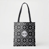 Monogramm Bokeh-Punktmuster schwarze Tote-Tasche Tasche (Vorderseite)
