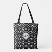 Monogramm Bokeh-Punktmuster schwarze Tote-Tasche Tasche (Rückseite)