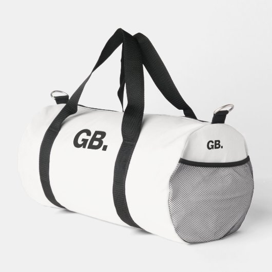 Monogramm Bold Modern Minimal Weiß Duffle Bag (Rechte Ecke)
