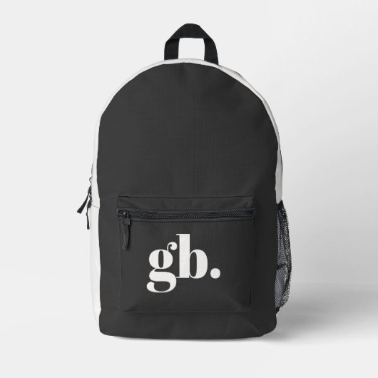 Monogramm Bold Vintage Schwarz Bedruckter Rucksack (Vorderseite)