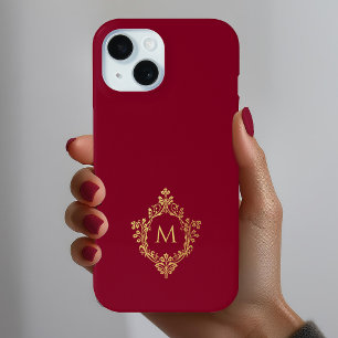 Monogramm Bordeaux Elegantes Vintage-Falschgold-Wa Case-Mate iPhone Hülle
