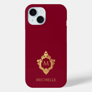 Monogramm Bordeaux Falschgold-Wappeninitiale und N Case-Mate iPhone Hülle