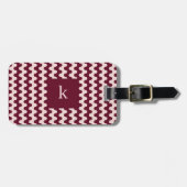 Monogramm Bordeaux-Rosa Fettes Wellenmuster Gepäckanhänger (Vorderseite horizontal)