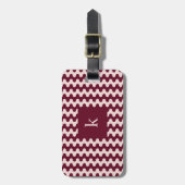 Monogramm Bordeaux-Rosa Fettes Wellenmuster Gepäckanhänger (Vorderseite vertikal)