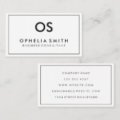 Monogramm Border Minimalistisch Visitenkarte (Vorne/Hinten)