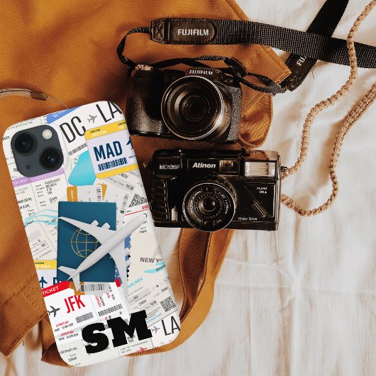 Monogramm Bordkarte, Flugticket Collage, Spaß Case-Mate iPhone Hülle