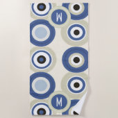 Monogramm Böser Blick Retro Moderne Strandtuch (Vorderseite)