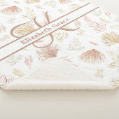 Monogramm Botanische Rose Gold Neutrale Terrakotta Sherpadecke (3/4)