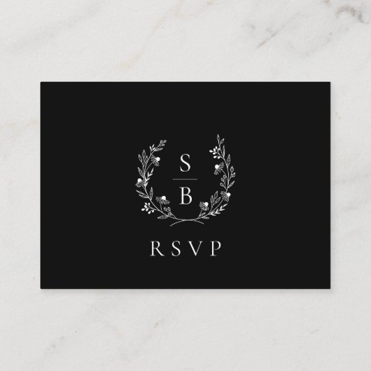 Monogramm Botanischer Wraath QR Code Wedding RSVP Begleitkarte (Rückseite)
