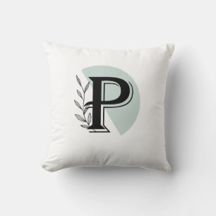 Monogramm Botanisches Blatt P Buchstabe Kissenhüll Kissen