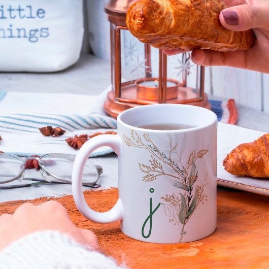 Monogramm Botanisches Eukalyptus Modern Premium Kaffeetasse
