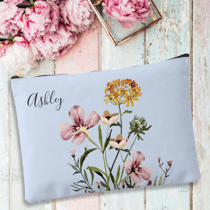 Monogramm Bouquet Wasserfarbe Wildblumen #1 Zubehörtasche