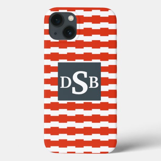 Monogramm Boxstripe Muster Case-Mate iPhone Hülle (Rückseite)