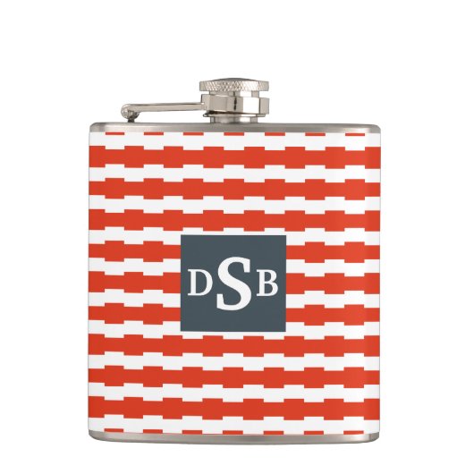 Monogramm Boxstripe Muster Flachmann (Vorderseite)