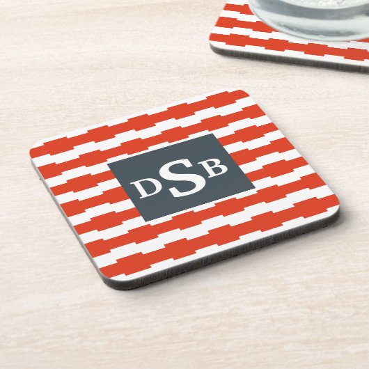 Monogramm Boxstripe Muster Untersetzer (Linke Seite)
