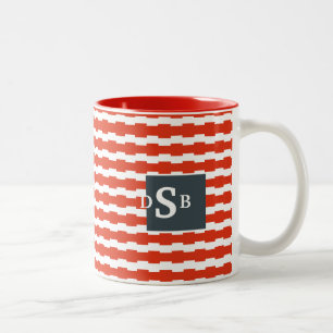 Monogramm Boxstripe Muster Zweifarbige Tasse