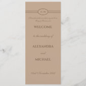 Monogramm Braun Beige Christliche Hochzeitsprogram Programm (Vorderseite)