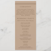 Monogramm Braun Beige Christliche Hochzeitsprogram Programm (Rückseite)