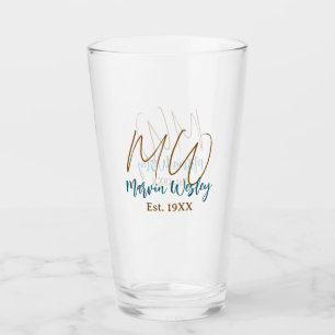 Monogramm braun blau türkis Erstes Jahr einfache M Glas