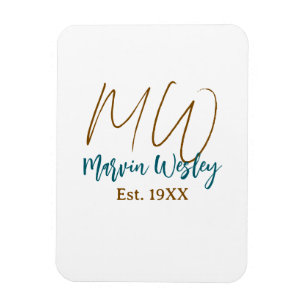 Monogramm braun blau türkis Gründungsjahr minimal Magnet