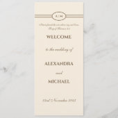 Monogramm Braun Creme Christliches Hochzeitsprogra Programm (Vorderseite)