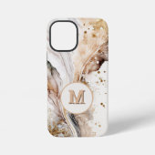 Monogramm Braun Gold Marmor Luxus Abstract Design iPhone Hülle (Rückseite)