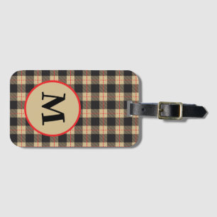 Monogramm Braun Schwarz und Rot Buffalo Gepäckanhänger