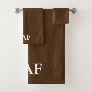 Monogramm Braun-Weiß-Blockschrift Badhandtuch Set