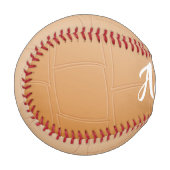 Monogramm braunes Leder texturiert Baseball (Vorderseite Links)