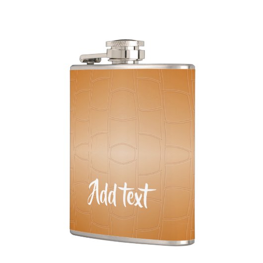 Monogramm braunes Leder texturiert Flachmann (Links)