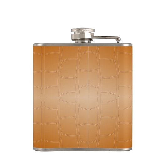 Monogramm braunes Leder texturiert Flachmann (Rückseite)